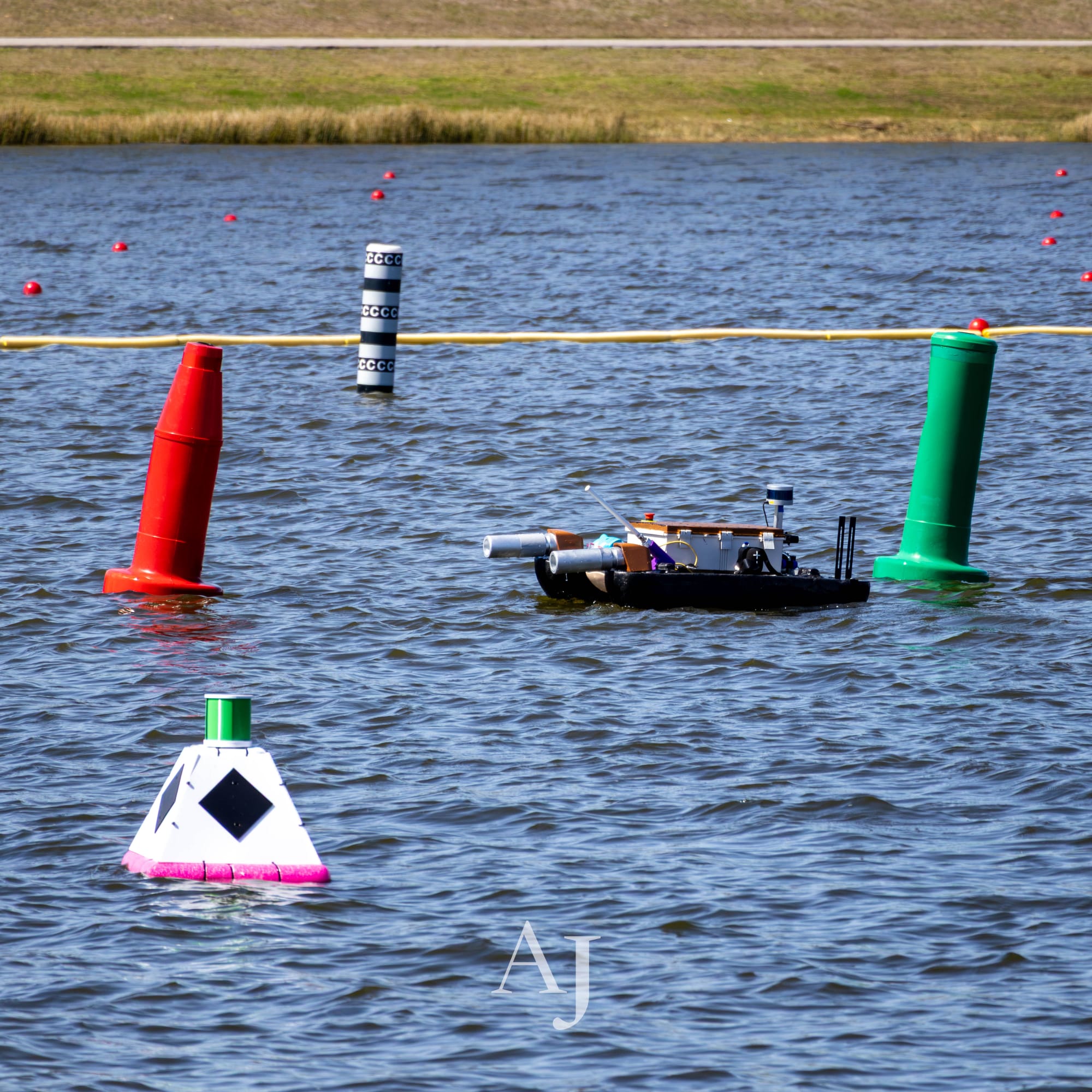 The autonomous boat running the RoboBoat course